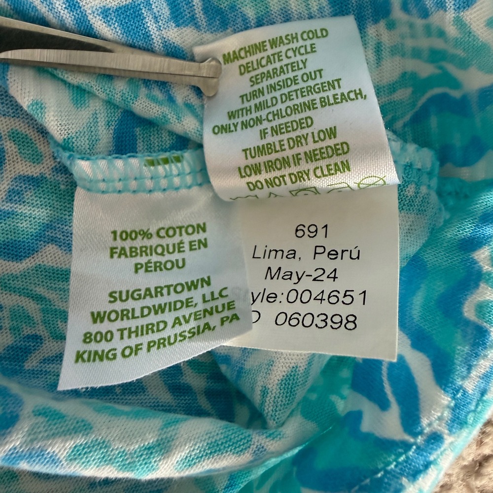 Lilly Pulitzer Blue Etta Scoop Neck LARGE Shirt Goombay Grooves Coastal NWT - Picture 7 of 10